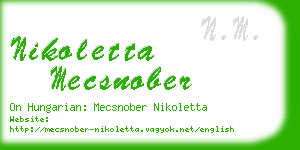 nikoletta mecsnober business card